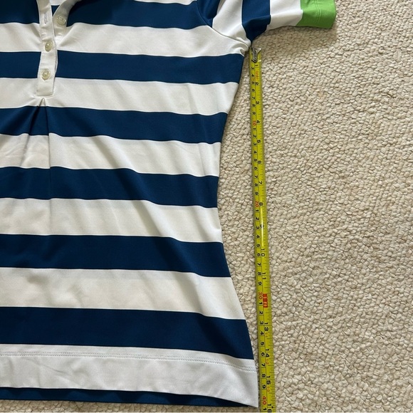 Nike Women's Size Medium Blue White Striped Short Sleeve Dri-Fit Golf Polo - Picture 12 of 12